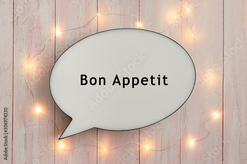 Bon Appetit On Speech Bubble with Fairy Lights