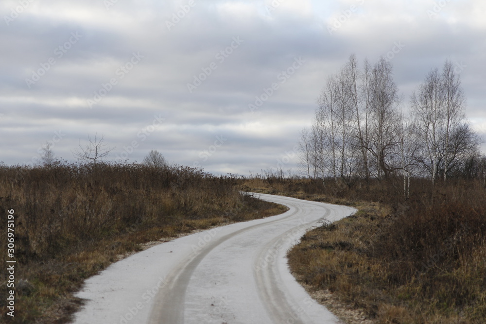 Iced roads in the winter fields Iced roads in the winter fields