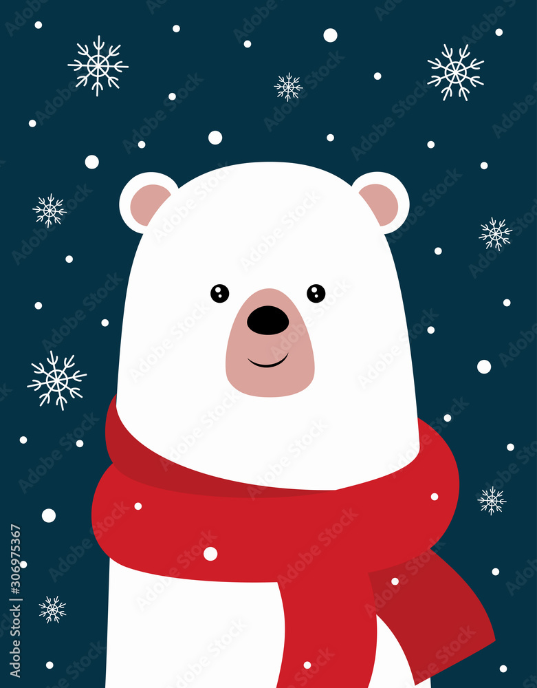 cute winter card with bear cute winter card with bear