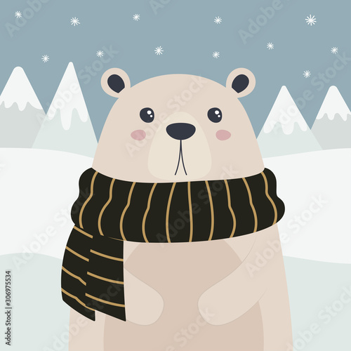 cute winter card with bear