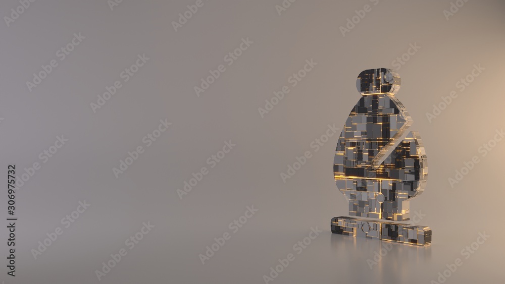 light background 3d rendering symbol of chess bishop icon