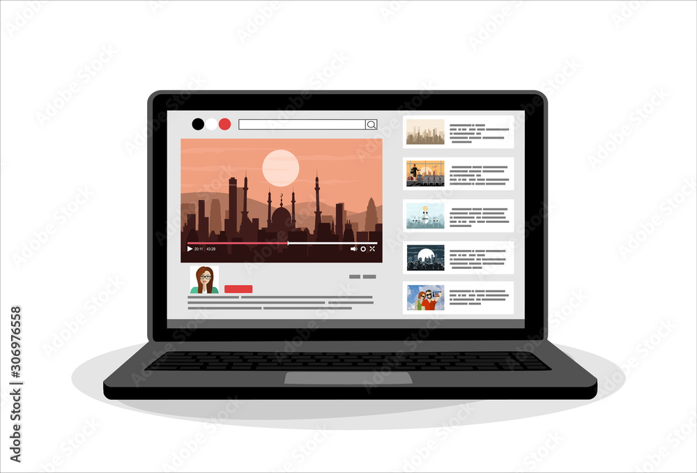 View video clips in the browser window on laptop View video clips in the browser window on laptop