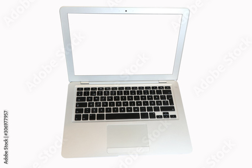 Silhouette laptop, white background