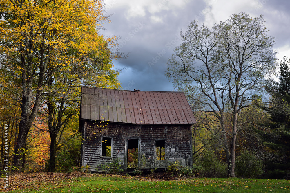 Abandoned house near Moss Glen Falls Stowe Vermont in the Fall Abandoned house near Moss Glen Falls Stowe Vermont in the Fall