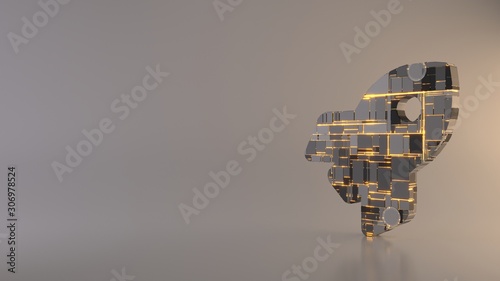 light background 3d rendering symbol of rocket icon photo