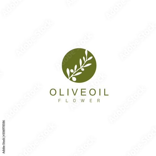 Natural Herbal Olive Oil / Droplet and Flower logo design