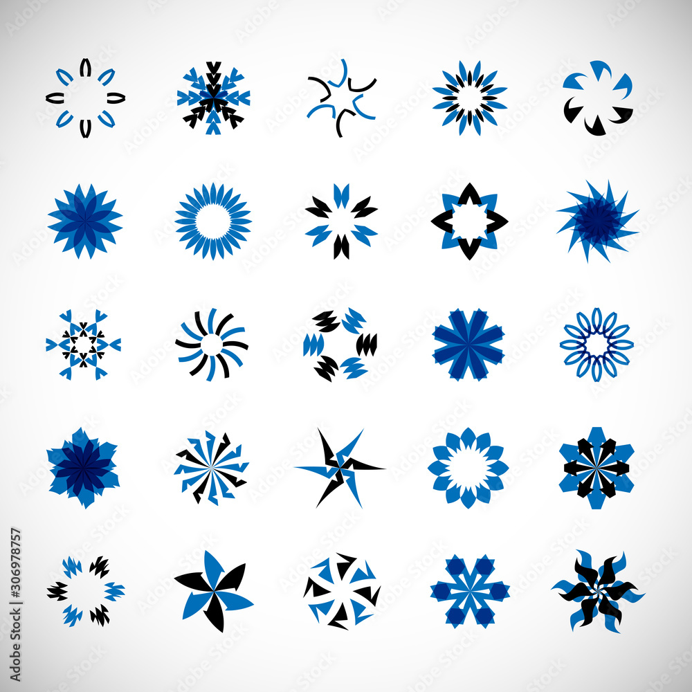 Abstract Circle Icon Set. Vector Isolated On Gray. Abstract Circular ...