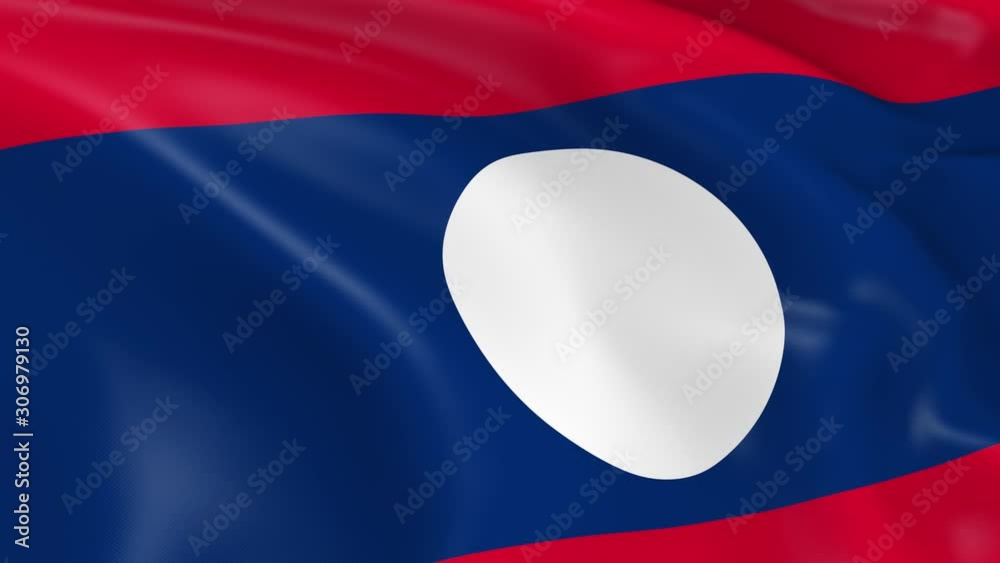 Photo realistic slow motion 4KHD flag of the Laos waving in the wind ...