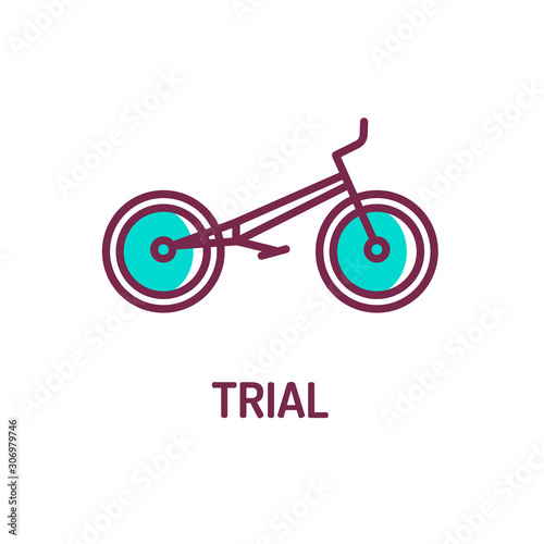 Trial color line icon. Extreme sport. Overcoming obstacles on a bicycle. Pictogram for web page, mobile app, promo. UI UX GUI design element. Editable stroke.