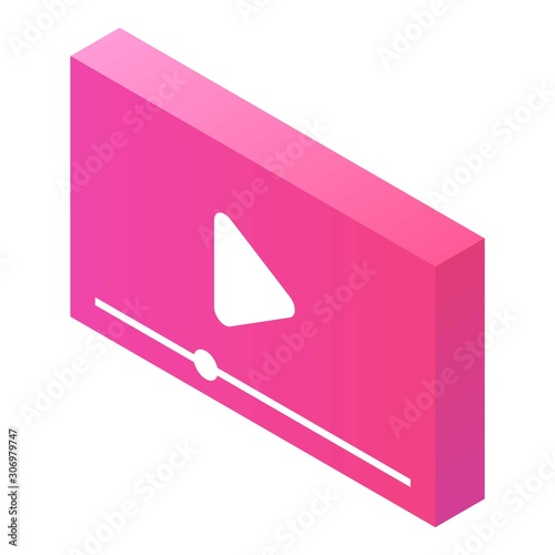 Video player icon. Isometric of video player vector icon for web design isolated on white background