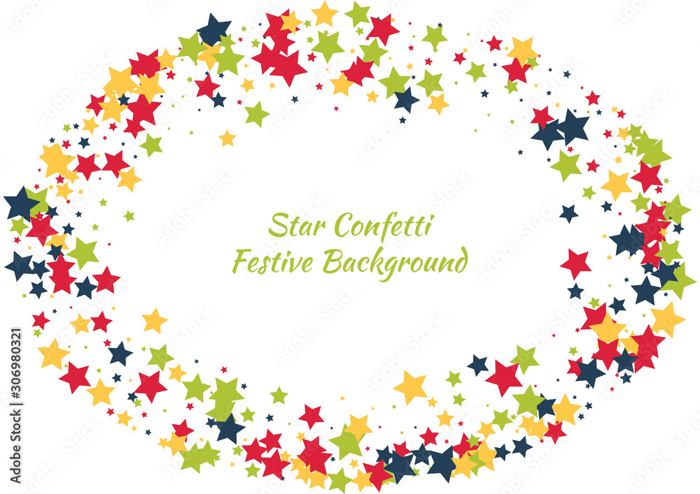 Festive color star confetti background. Abstract frame confetti texture for holiday, postcard, poster, website, carnivals, birthday and children's parties. Cover confetti mock-up. Wedding star layout Festive color star confetti background. Abstract frame confetti texture for holiday, postcard, poster, website, carnivals, birthday and children's parties. Cover confetti mock-up. Wedding star layout