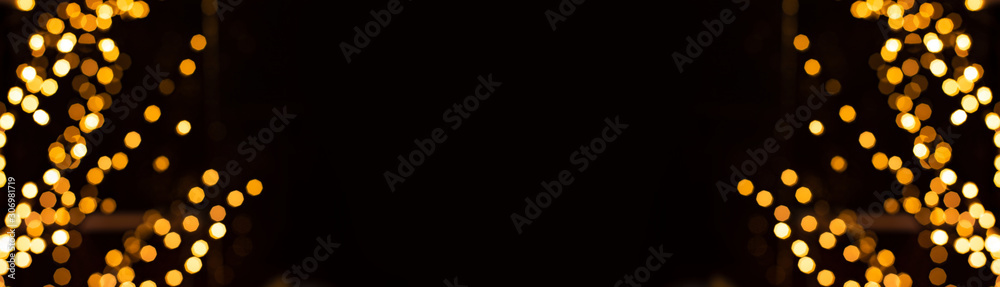 wallpaper advertising concept pattern simple black background empty copy space for your text in symmetry festive golden bokeh garland illumination glares and sparkles wallpaper advertising concept pattern simple black background empty copy space for your text in symmetry festive golden bokeh garland illumination glares and sparkles