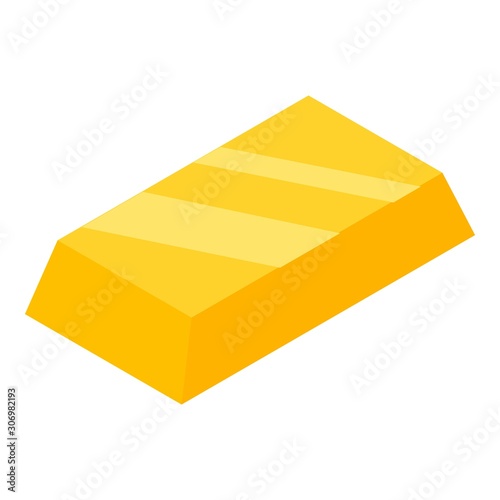 Gold bar icon. Isometric of gold bar vector icon for web design isolated on white background