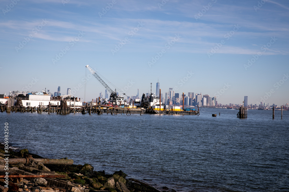 industrial harbour in New York