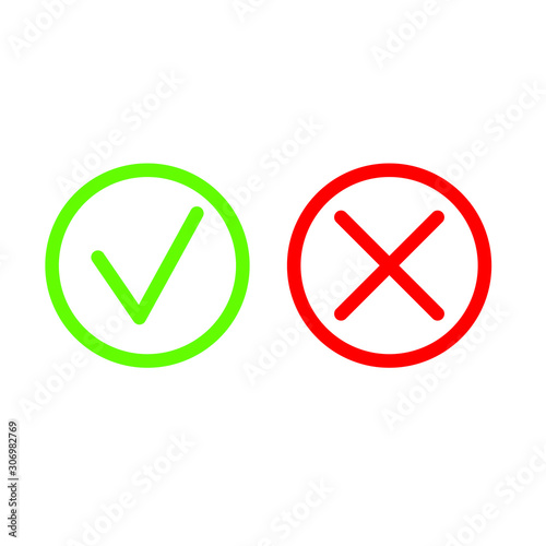 Green check and red cross s...