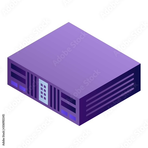 Server computer icon. Isometric of server computer vector icon for web design isolated on white background
