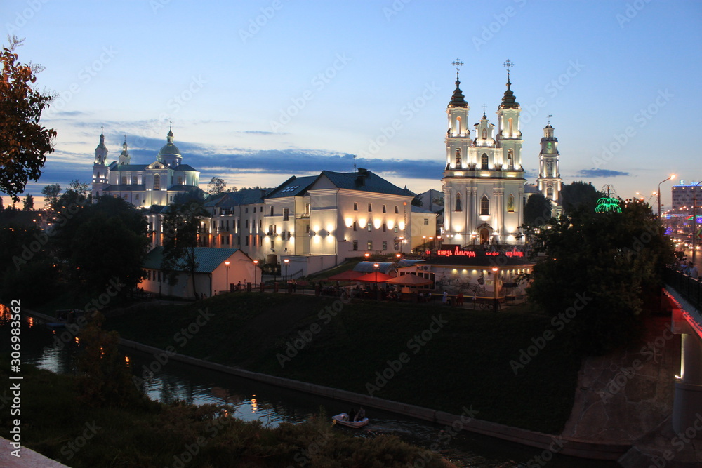 View of the Resurrection Church , Assumption Cathedral and Vitba river in Vitebsk.