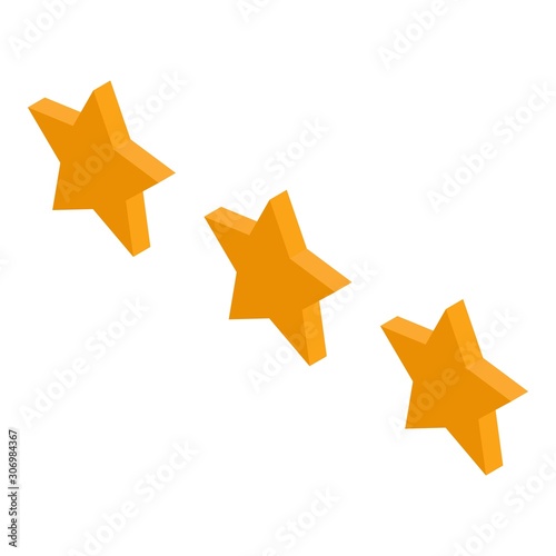 Three star rating icon. Isometric of three star rating vector icon for web design isolated on white background