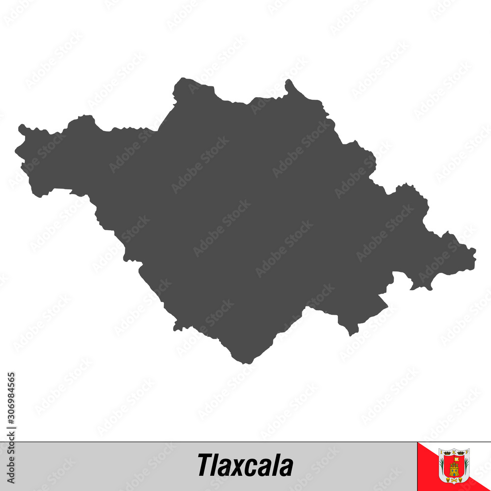 High quality map tlaxcala with flag state of Mexico