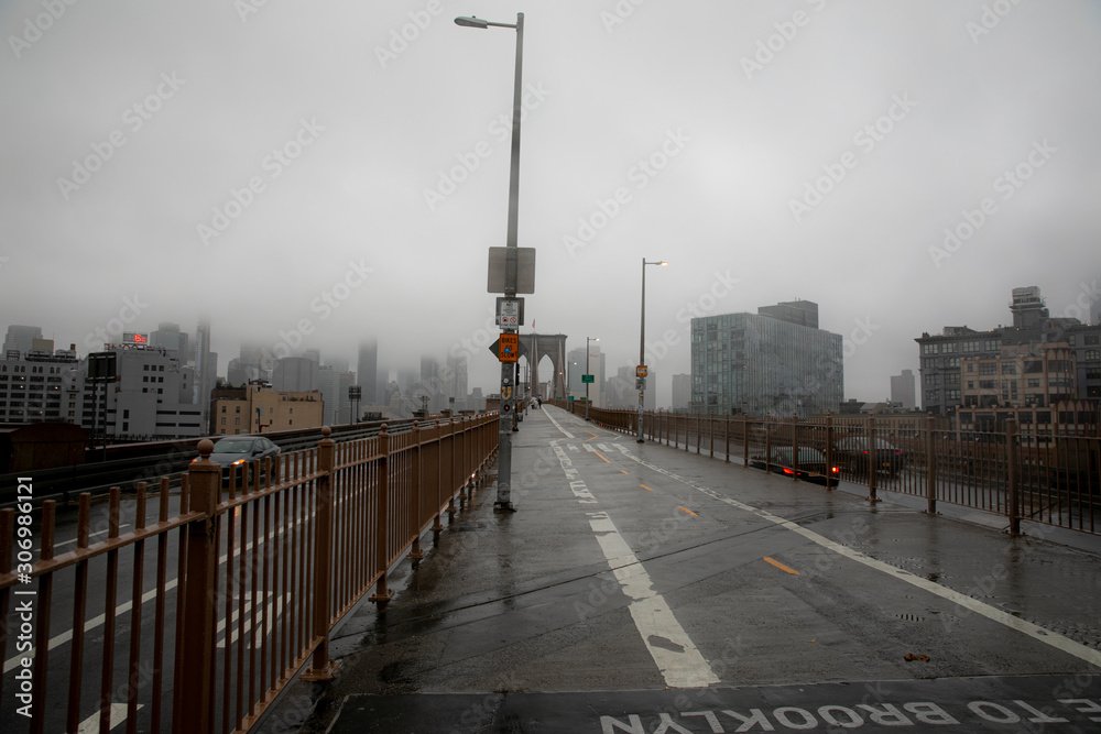 New York photos during a foggy day and rain