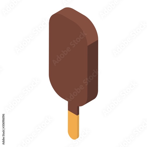 Chocolate popsicle icon. Isometric of chocolate popsicle vector icon for web design isolated on white background