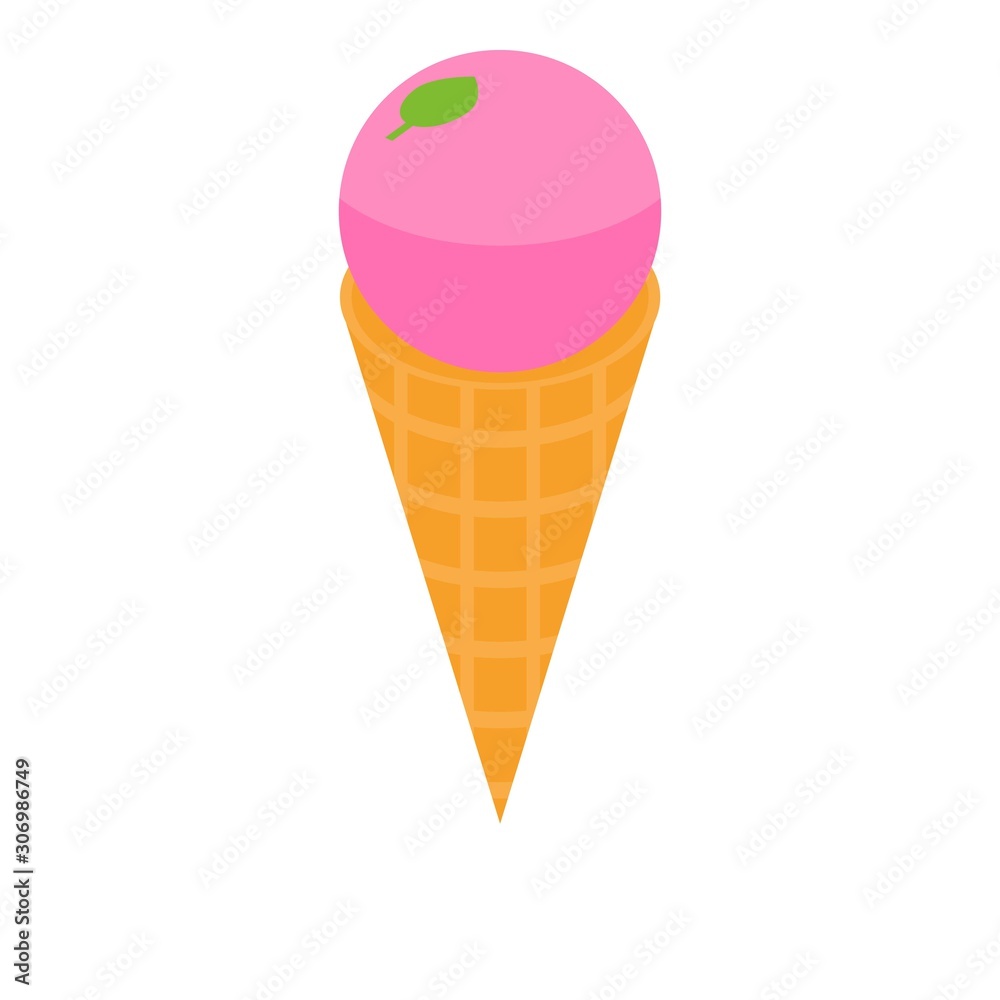 Pink ice cream mint icon. Isometric of pink ice cream mint vector icon for web design isolated on white background Pink ice cream mint icon. Isometric of pink ice cream mint vector icon for web design isolated on white background