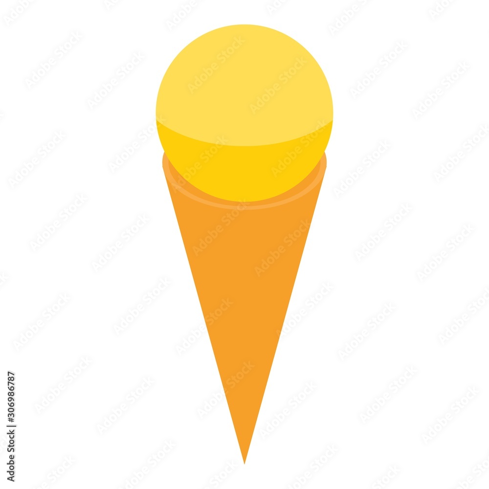 Yellow vanilla ice cream icon. Isometric of yellow vanilla ice cream vector icon for web design isolated on white background Yellow vanilla ice cream icon. Isometric of yellow vanilla ice cream vector icon for web design isolated on white background
