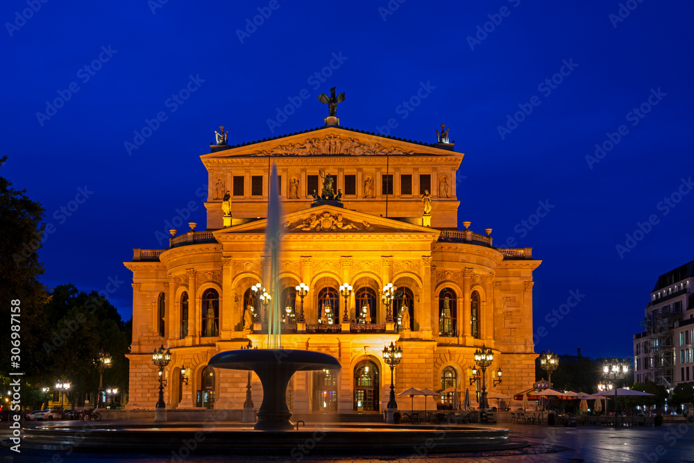 Old opera house in Frankfurt at night