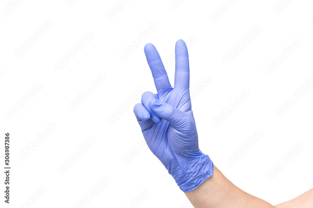 male hand on white background showing the symbol of victory or the number two or sexual insult male hand on white background showing the symbol of victory or the number two or sexual insult