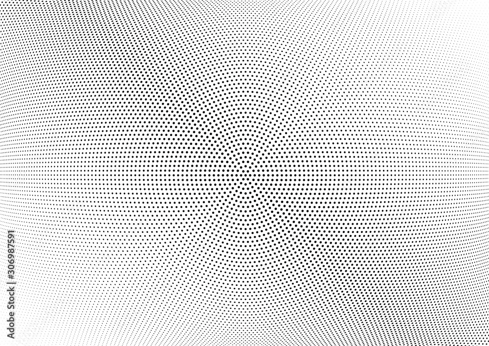 Abstract halftone wave dotted background. Halftone twisted grunge pattern, dot, circle.  Vector modern optical halftone pop art texture for poster, business card, cover, label mock-up, sticker layout