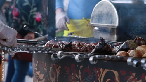 street food market - kebab on a grill