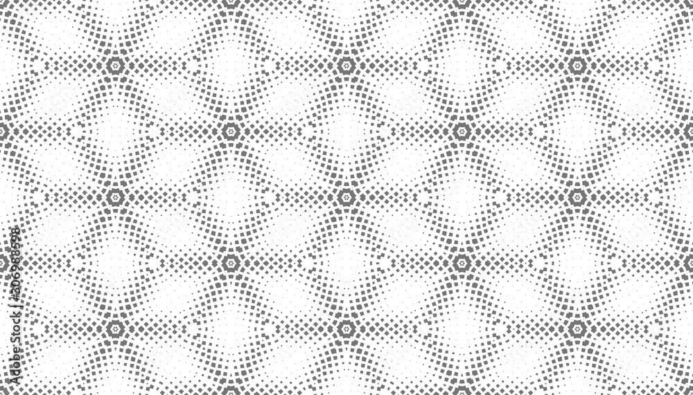 Abstract seamless pattern of geometric shapes. Stars in a hexagonal grid.