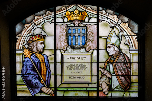 Spectacular stained glass window exposed in the alcazar