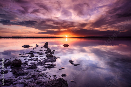 Beauthiful landscape with water reflection