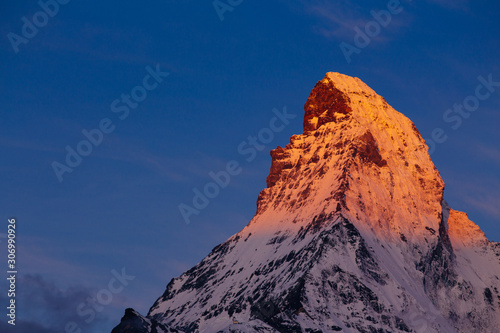 Beautiful Matterhorn. Close-up from Zermatt, Switzerland.  © belyaaa