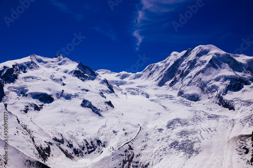 Beautiful snow-capped mountain landscape from Zermatt, Switzerland. - Matterhorn Peak