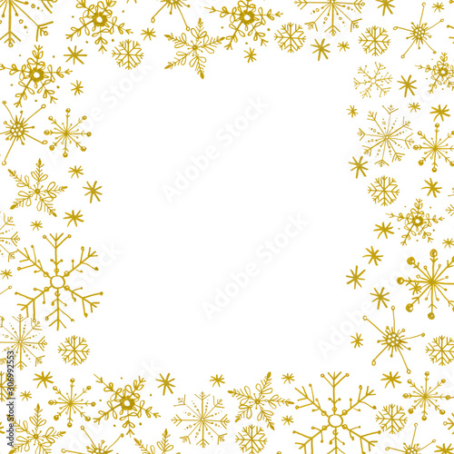 Hand painted Christmas golden snowflakes template. © Tasha_zen