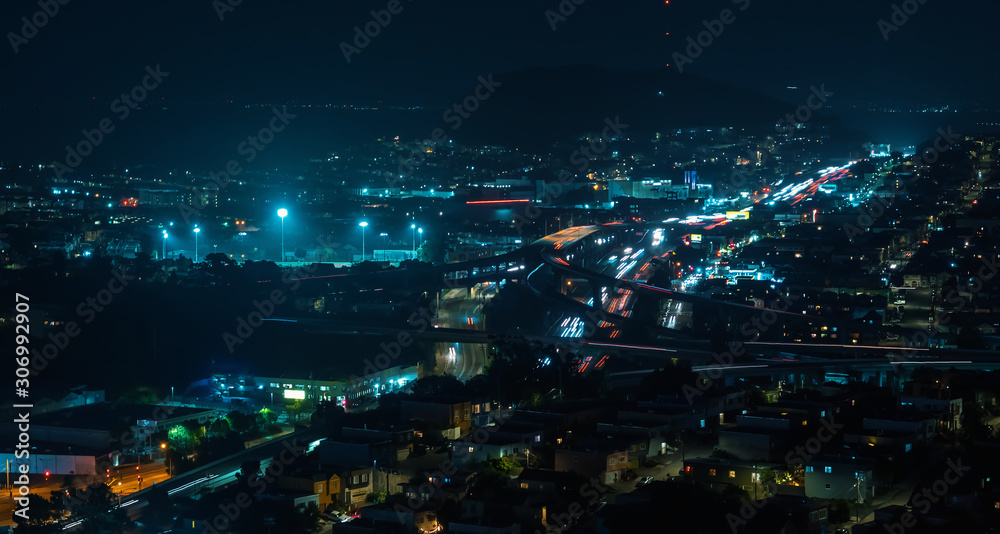 View of San Francisco's highways at night View of San Francisco's highways at night