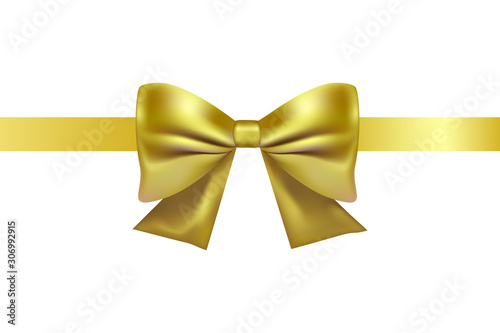 EPS 10 vector. Realistic golden bow on white background.