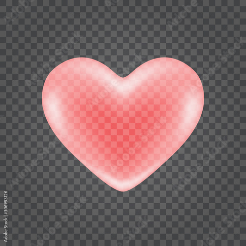 Red shiny heart shape isolated on transparency background vector illustration