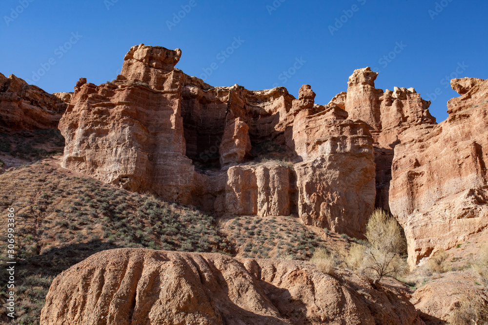 Fototapeta premium Charyn river canyon in the national, natural park of Kazakhstan.