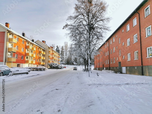 old town in winter, Hagfors, Sweden.