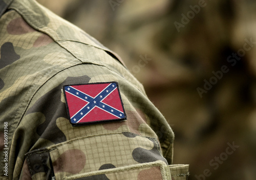 Fototapeta The Confederate Rebel Flag on military uniform