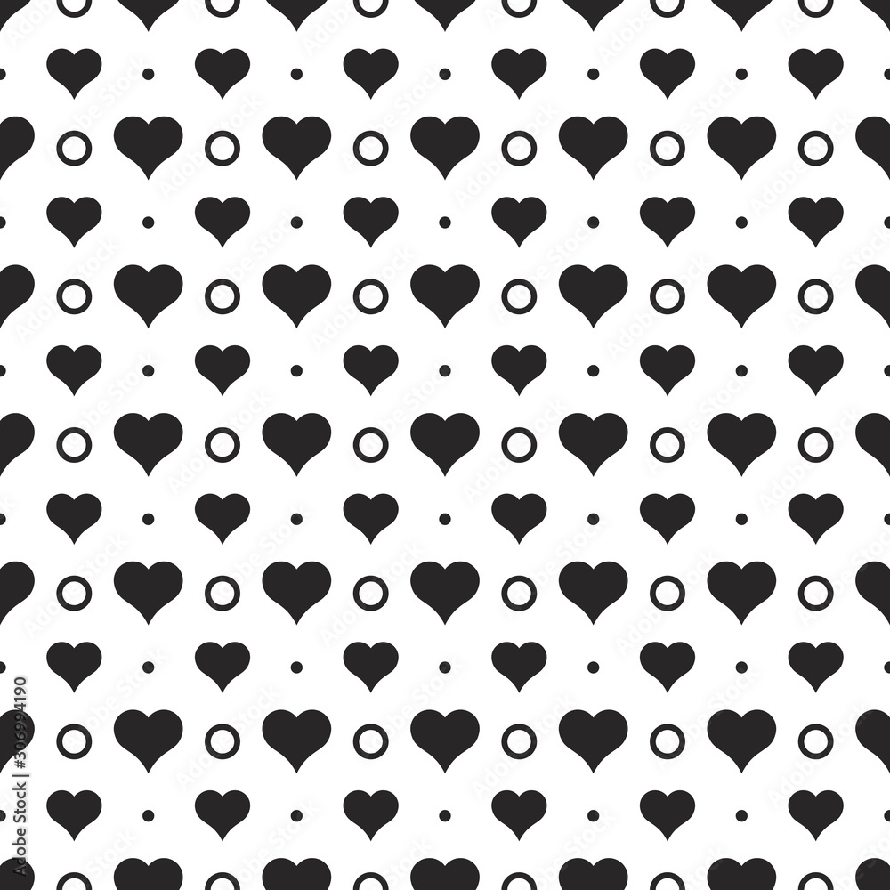 Black hearts vector shapes on a white background. Abstract seamless love wallpaper. Black hearts vector shapes on a white background. Abstract seamless love wallpaper.