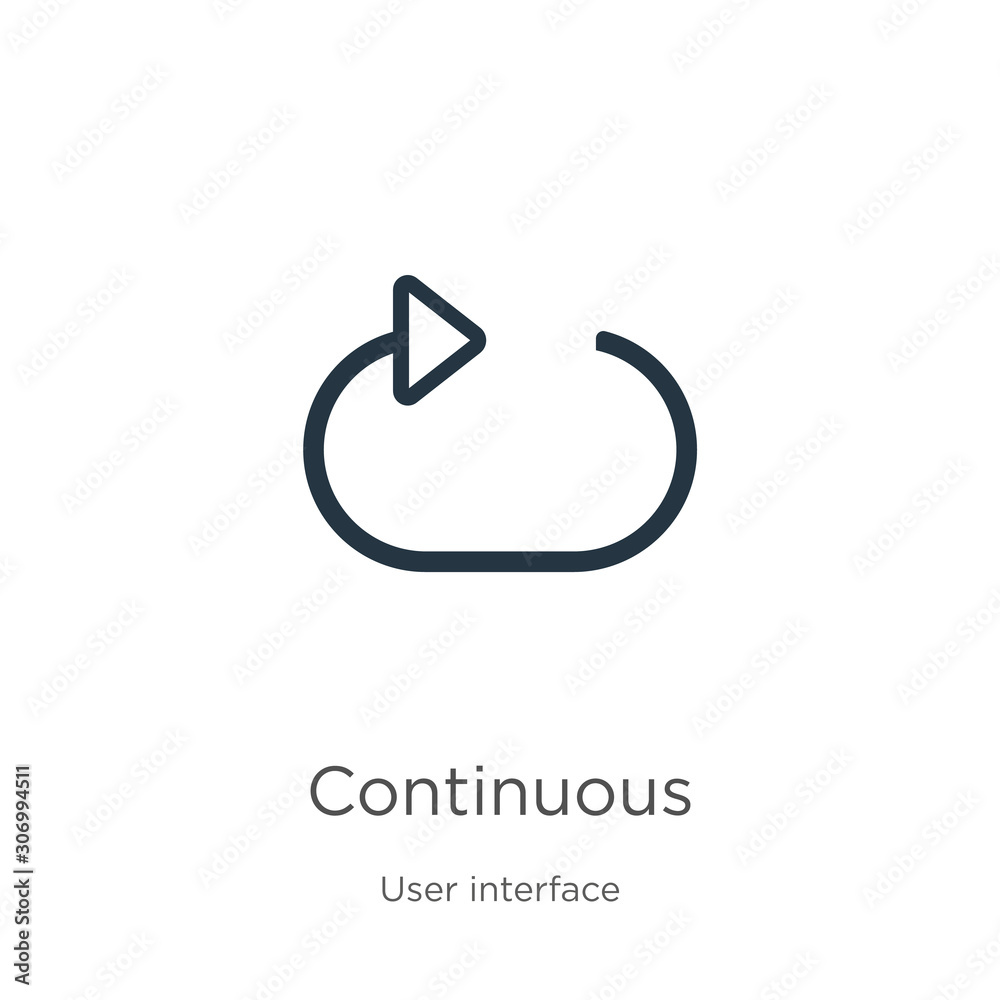 Continuous icon. Thin linear continuous outline icon isolated on white background from user interface collection. Line vector continuous sign, symbol for web and mobile Continuous icon. Thin linear continuous outline icon isolated on white background from user interface collection. Line vector continuous sign, symbol for web and mobile