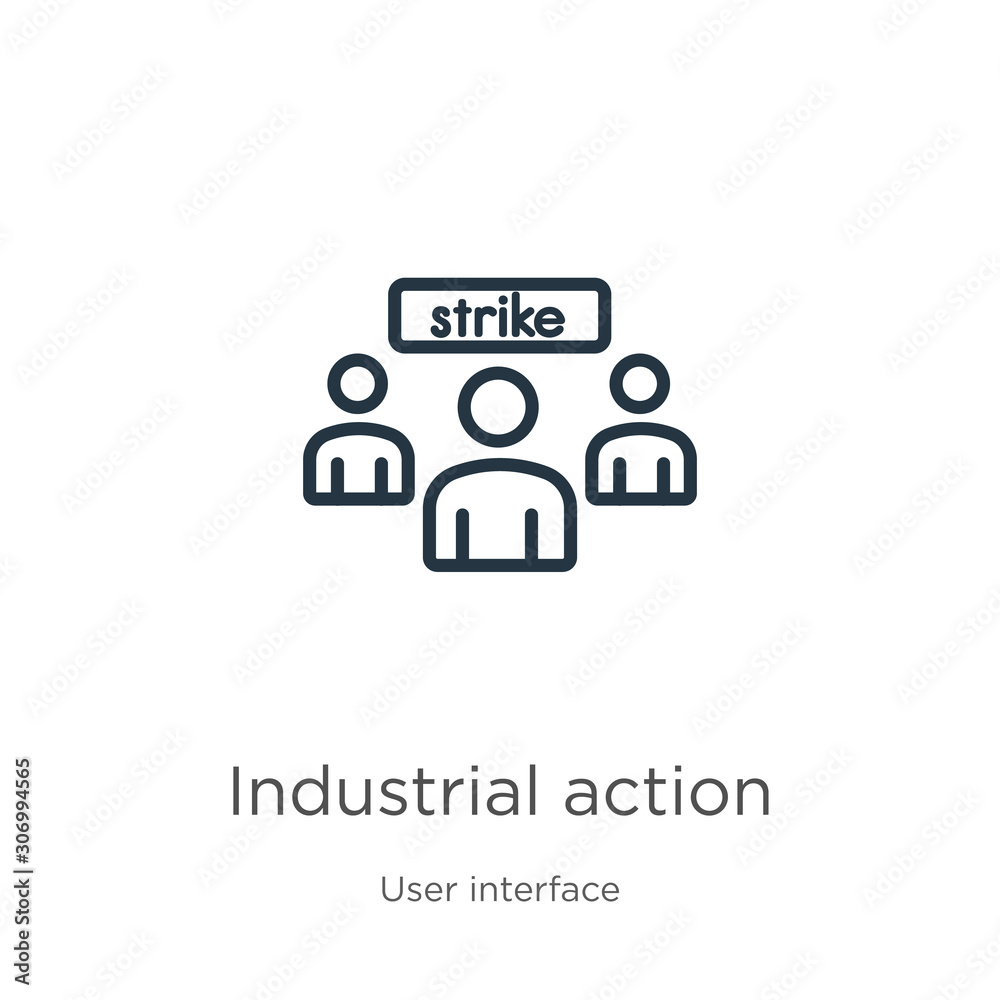 Industrial action icon. Thin linear industrial action outline icon isolated on white background from user interface collection. Line vector industrial action sign, symbol for web and mobile