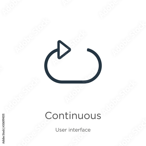 Continuous icon. Thin linear continuous outline icon isolated on white background from user interface collection. Line vector continuous sign, symbol for web and mobile