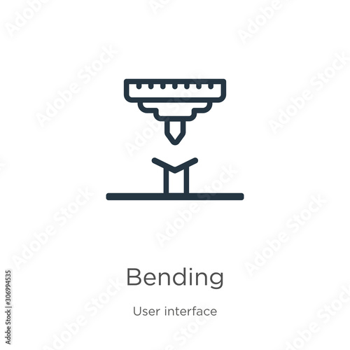 Bending icon. Thin linear bending outline icon isolated on white background from user interface collection. Line vector bending sign, symbol for web and mobile