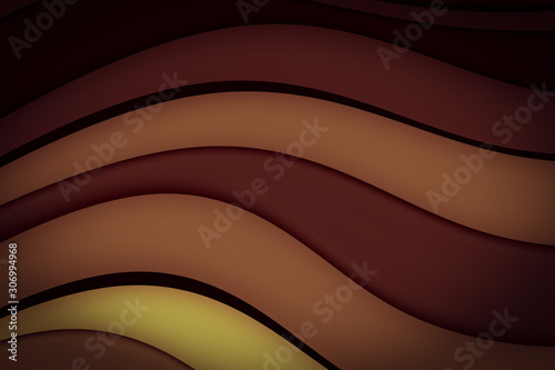 Abstract background with curve lines and waves. Paper cut illustration.