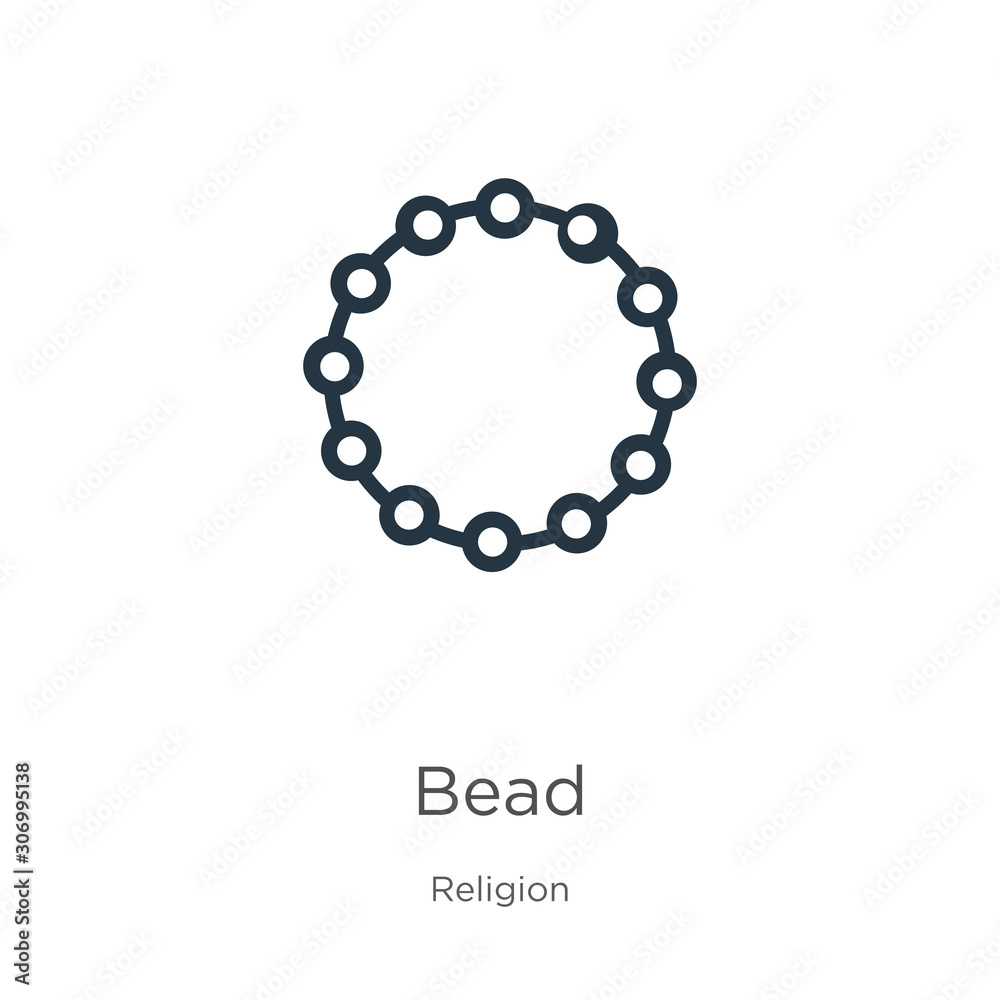 Obraz premium Bead icon. Thin linear bead outline icon isolated on white background from religion collection. Line vector bead sign, symbol for web and mobile